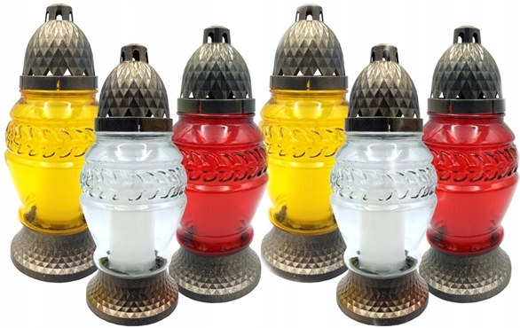 Sklenná lampa na hrob s parafínovou vložkou, výška 27 cm - rôzne farby